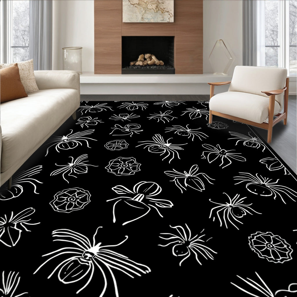 Spooky Spider Outline Print Rug