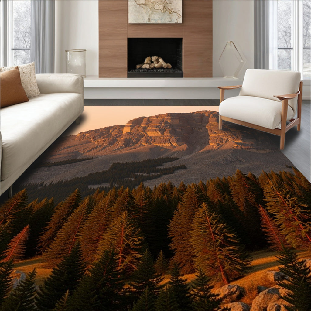 Nature inspired mountain and forest design Rug