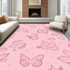 Whimsical Pink Butterfly Pattern Rug