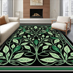 Emerald Green Floral Art Nouveau Rug