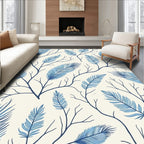 Blue Feather Branch Pattern Design Rug