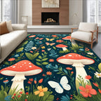 Whimsical Fungi Butterfly Meadow Design Rug