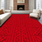 Bold Red Geometric Maze Rug
