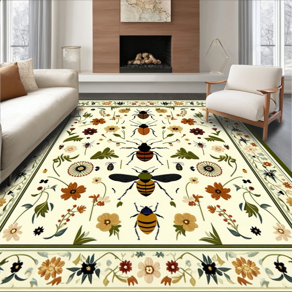Nature Insect Floral Pattern Rug