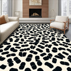 Abstract Black Pill Shape Pattern Rug