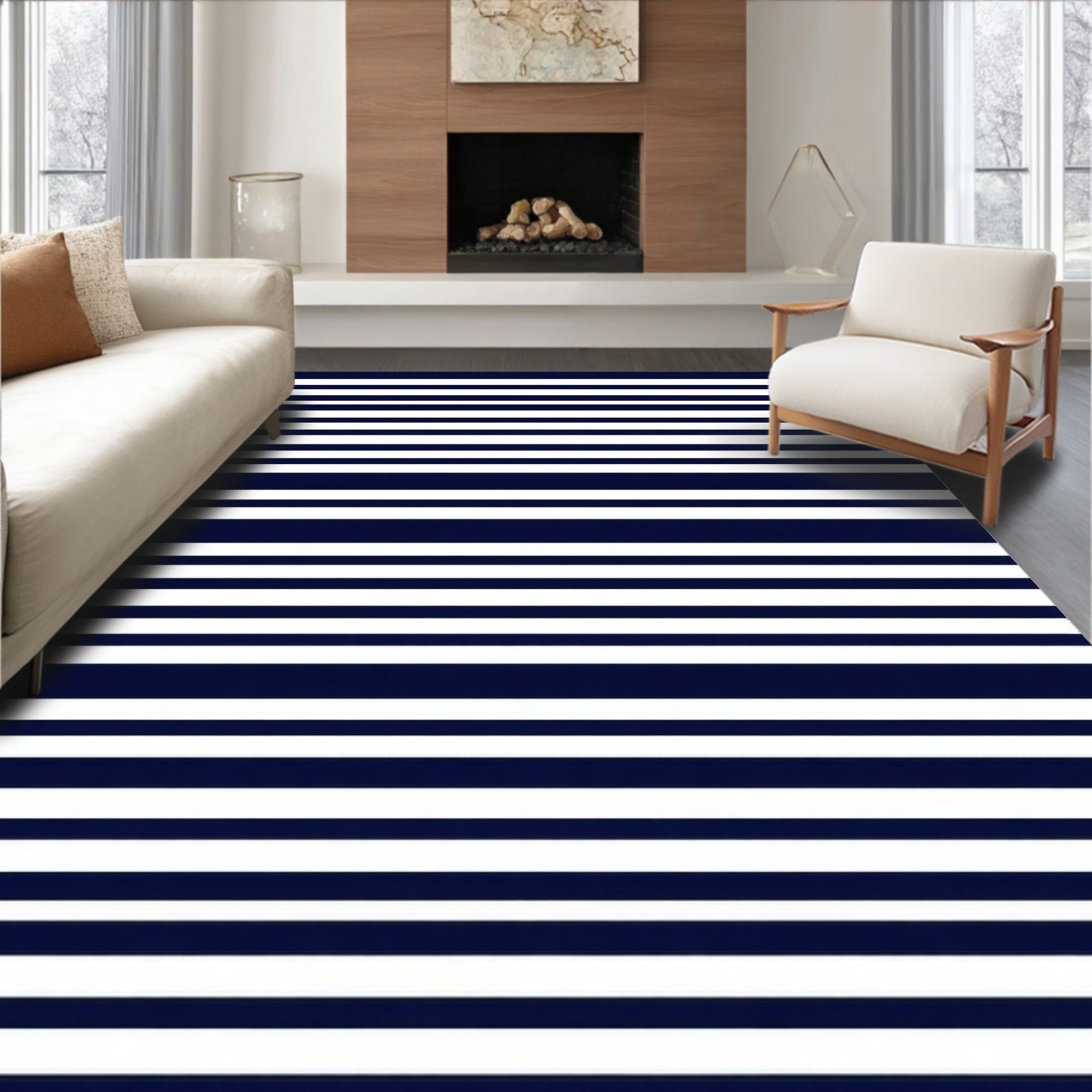 Classic Horizontal Stripe Pattern Rug