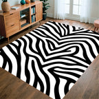 Bold Black White Stripe Pattern Rug