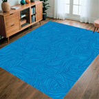 Textured Blue Wavy Pattern Rug