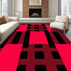 Bold Crimson Plaid Block Rug