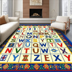 Alphabet Pattern With Floral Border Rug