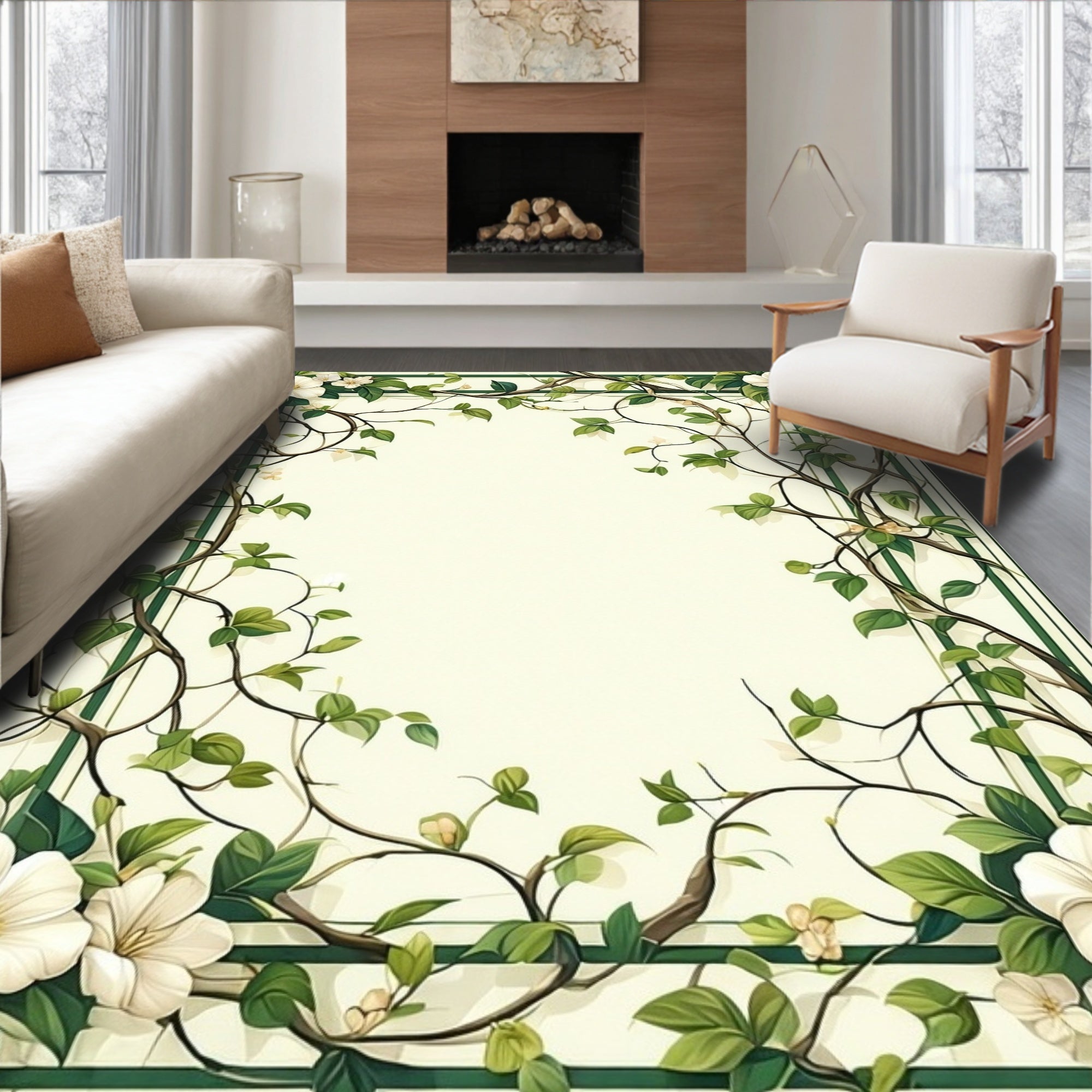Nature Inspired Floral Vine Rug