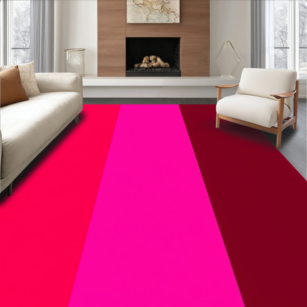 Bold Pink Burgundy Striped Rug