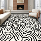 Abstract Black Swirl Pattern Rug