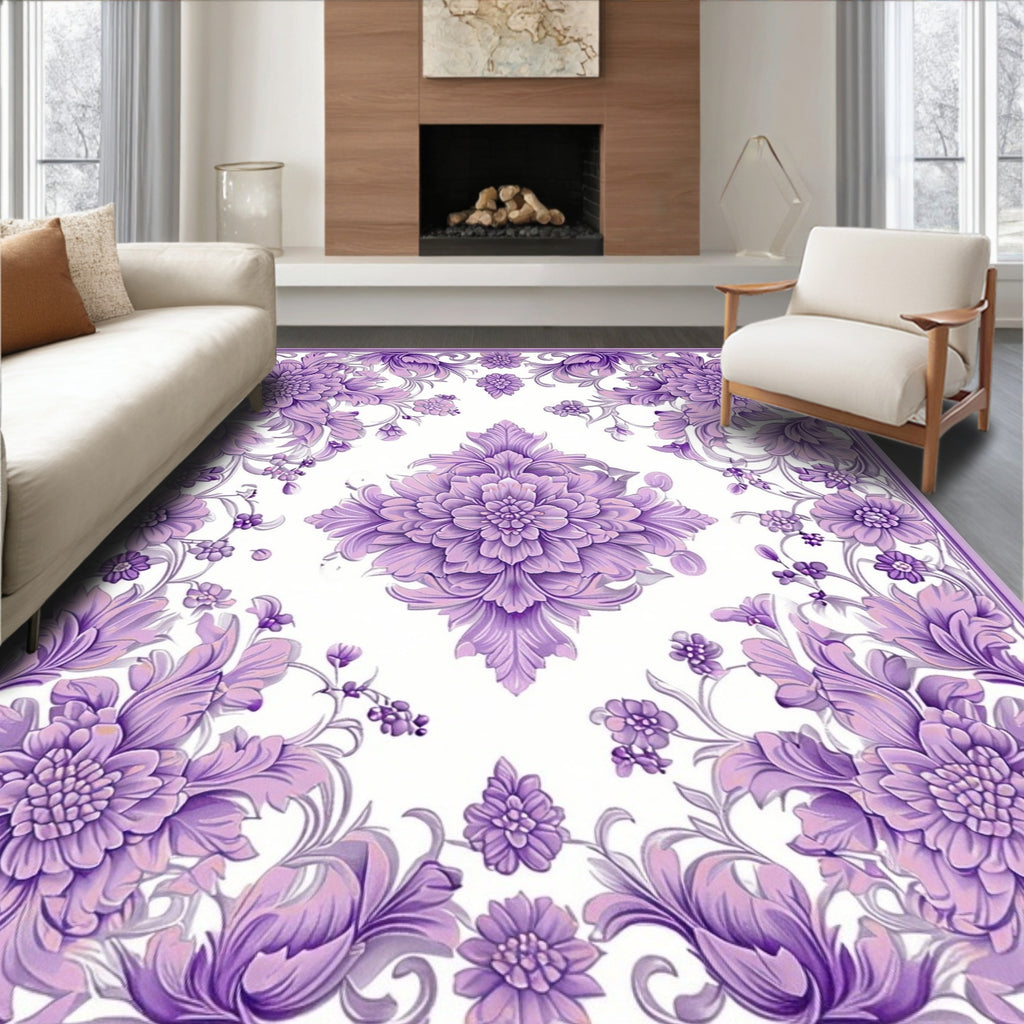 Lavish Floral Scrollwork Pattern Rug