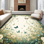 Garden Butterflies and Floral Vines Rug