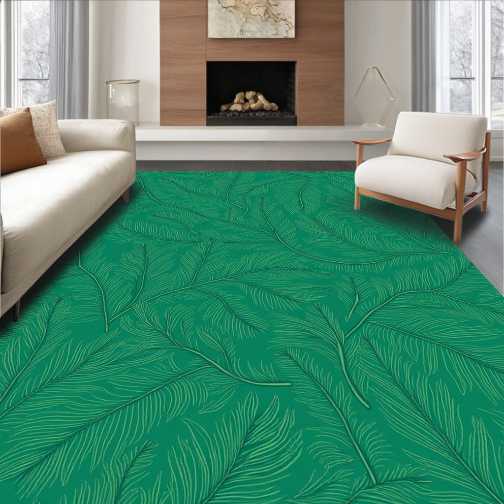 Emerald Feather Pattern Rug