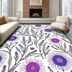 Whimsical Floral Paw Print Pattern Rug