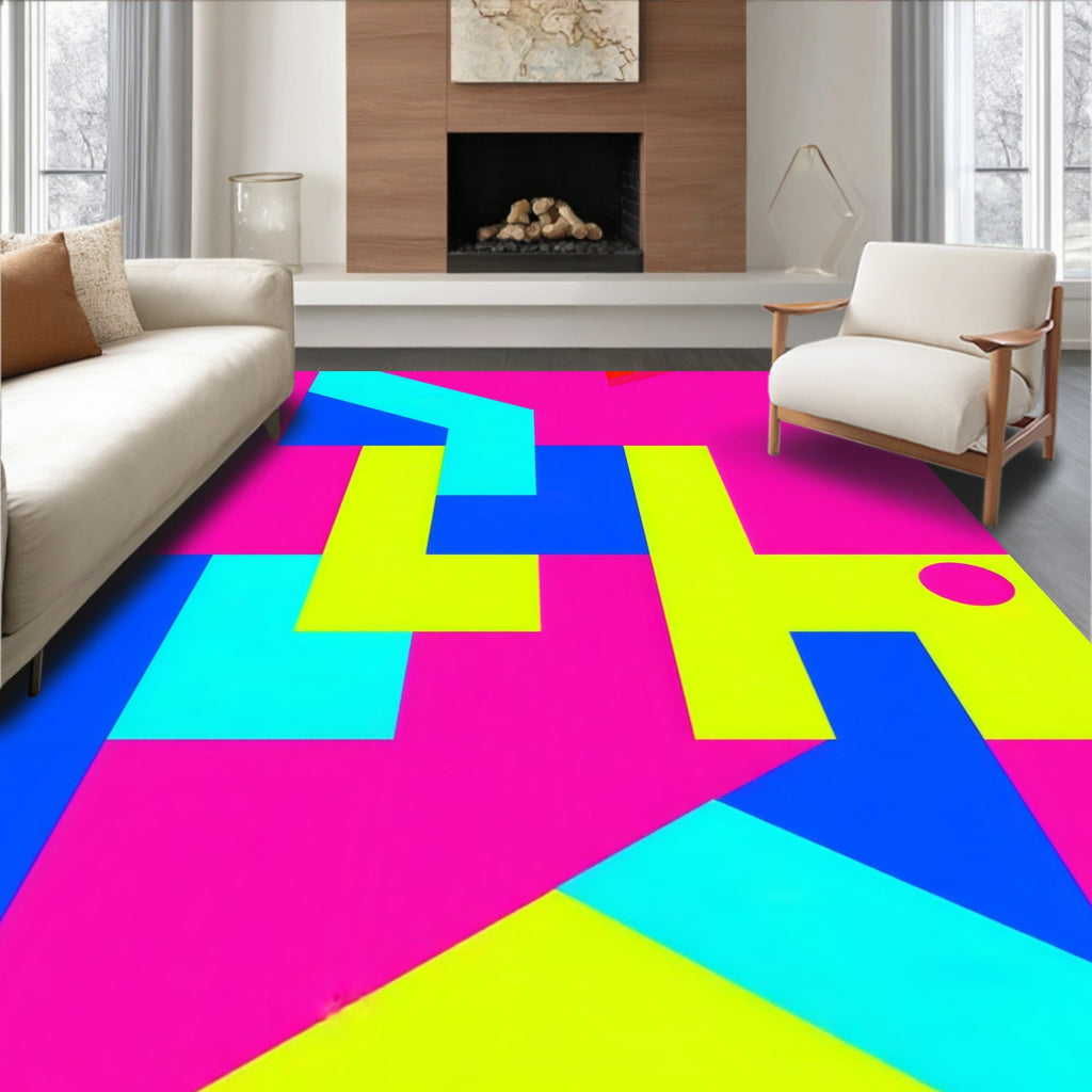 Vibrant Geometric Shapes Pattern Rug
