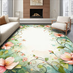 Soft Floral Vine Watercolor Rug