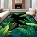 Lush Green Tropical Leaf Design Rug