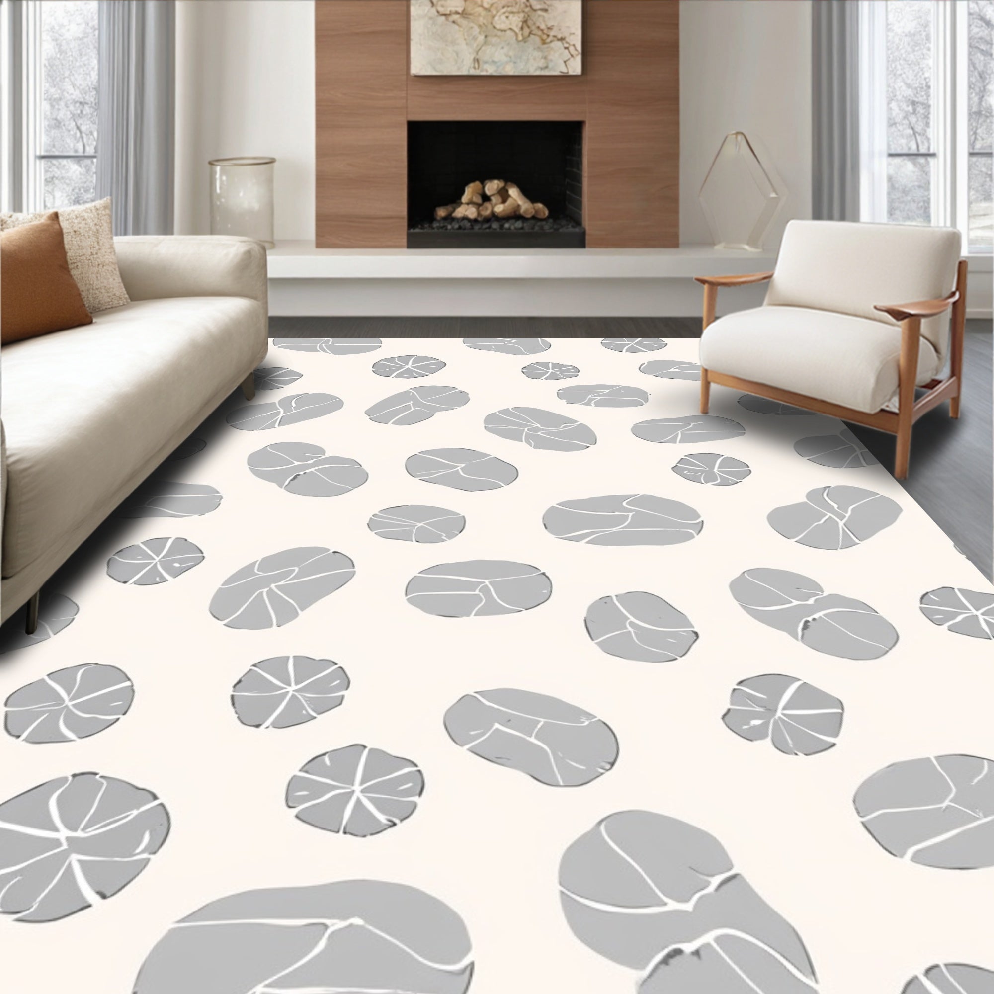 Pebble Pattern Abstract Textured Design Rug