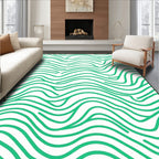 Green Wavy Lines Abstract Rug