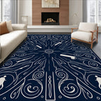 Naval White Nautical Explorer Narrative Rug