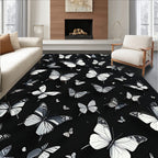 Monochromatic Butterflies Pattern Rug