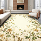 Cream Floral Vines Scroll Pattern Rug