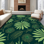 Leafy Botanical Pattern With Gold Accents Rug