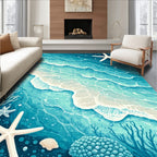 Ocean Wave Starfish Coral Design Rug