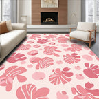 Playful Pink Floral Abstract Pattern Rug