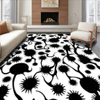 Abstract Black Spiky Organic Pattern Rug