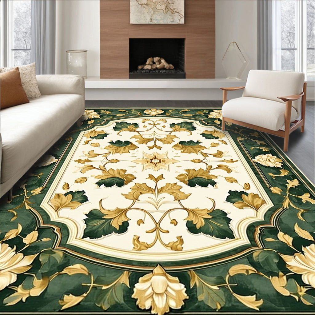 Elegant Floral Border Design Rug