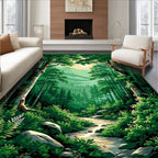 Verdant Forest Landscape Path Design Rug