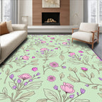 Delicate Floral Botanical Vine Pattern Rug