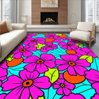 Bright Pink Flower Pattern Design Rug