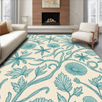 Teal Vintage Floral Pattern Rug
