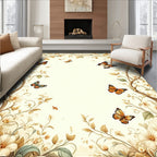Whimsical Butterfly Garden Floral Print Rug