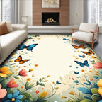 Whimsical Butterflies and Flowers Pattern Rug
