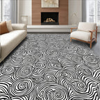 Abstract Swirl Black And White Design Rug