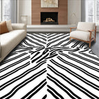 Black White Abstract Stripe Design Rug