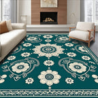 Teal Floral Medallion And Paisley Rug