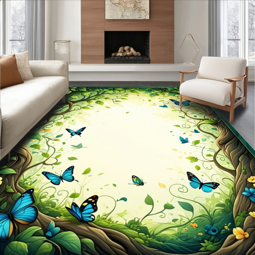 Enchanted Forest Butterfly Garden Rug