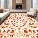 Elegant Red Floral Swirl Pattern Rug
