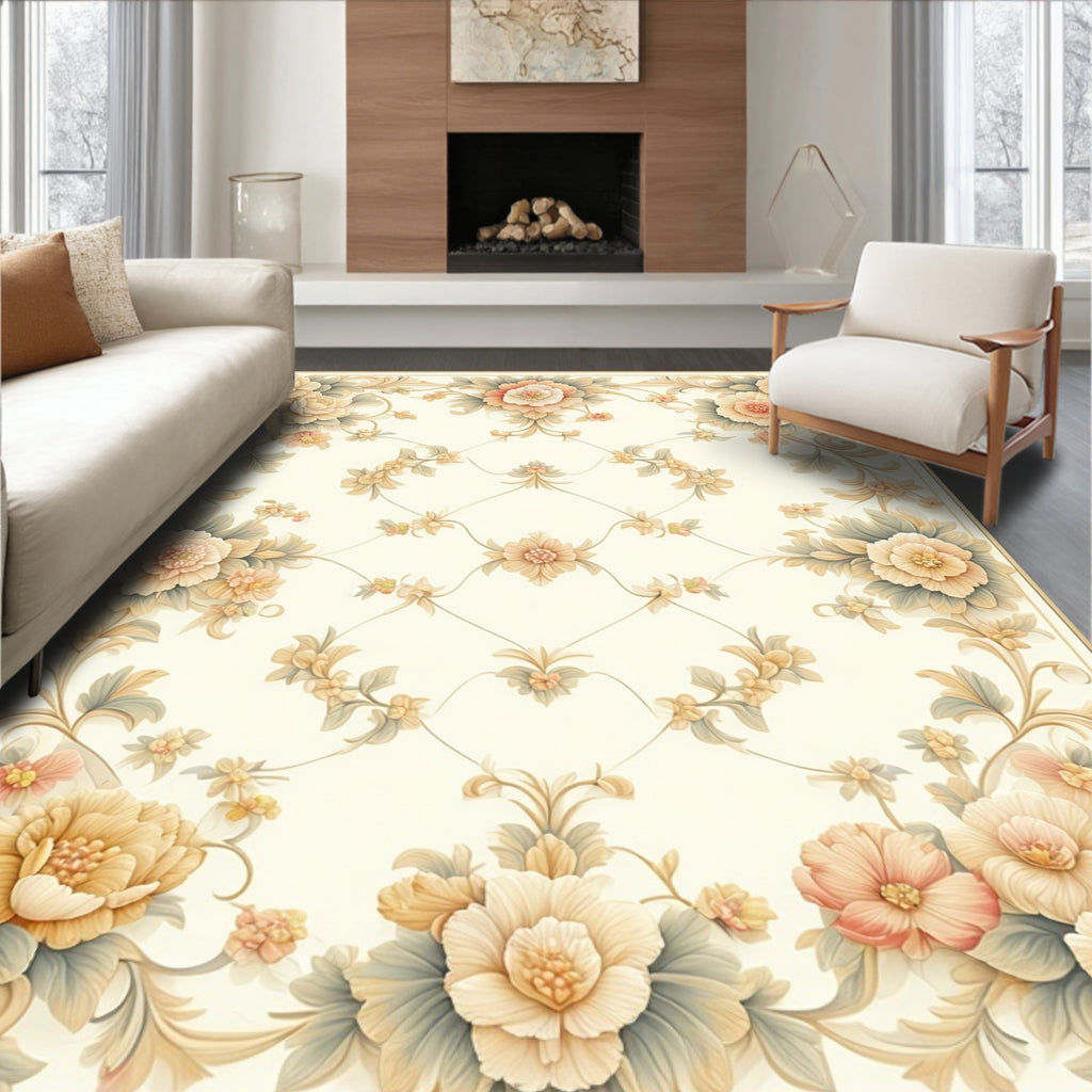 Floral Vine Lattice Pattern Rug