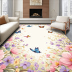 Whimsical Butterflies And Floral Meadow Rug