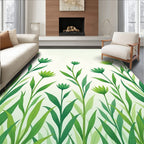 Green Botanical Meadow Floral Rug