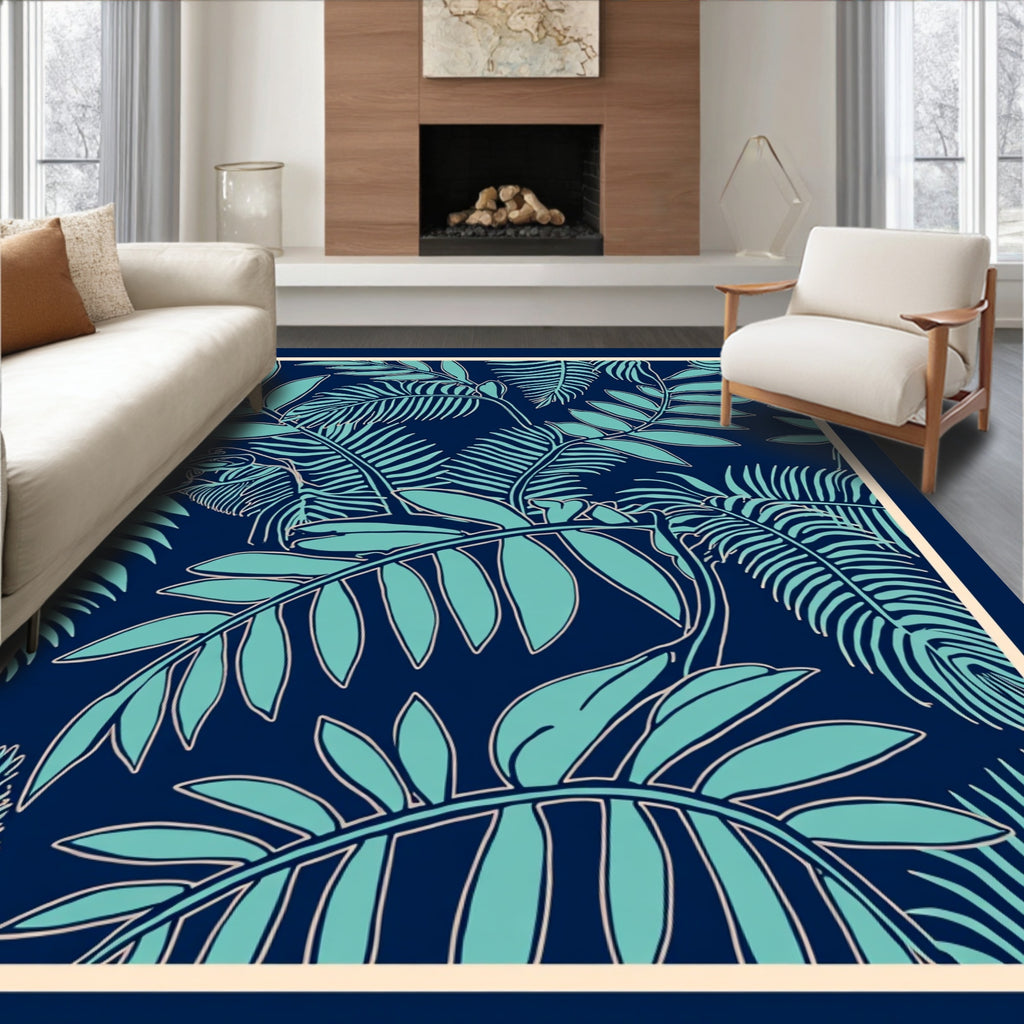 Tropical Leaf Silhouette Design Rug