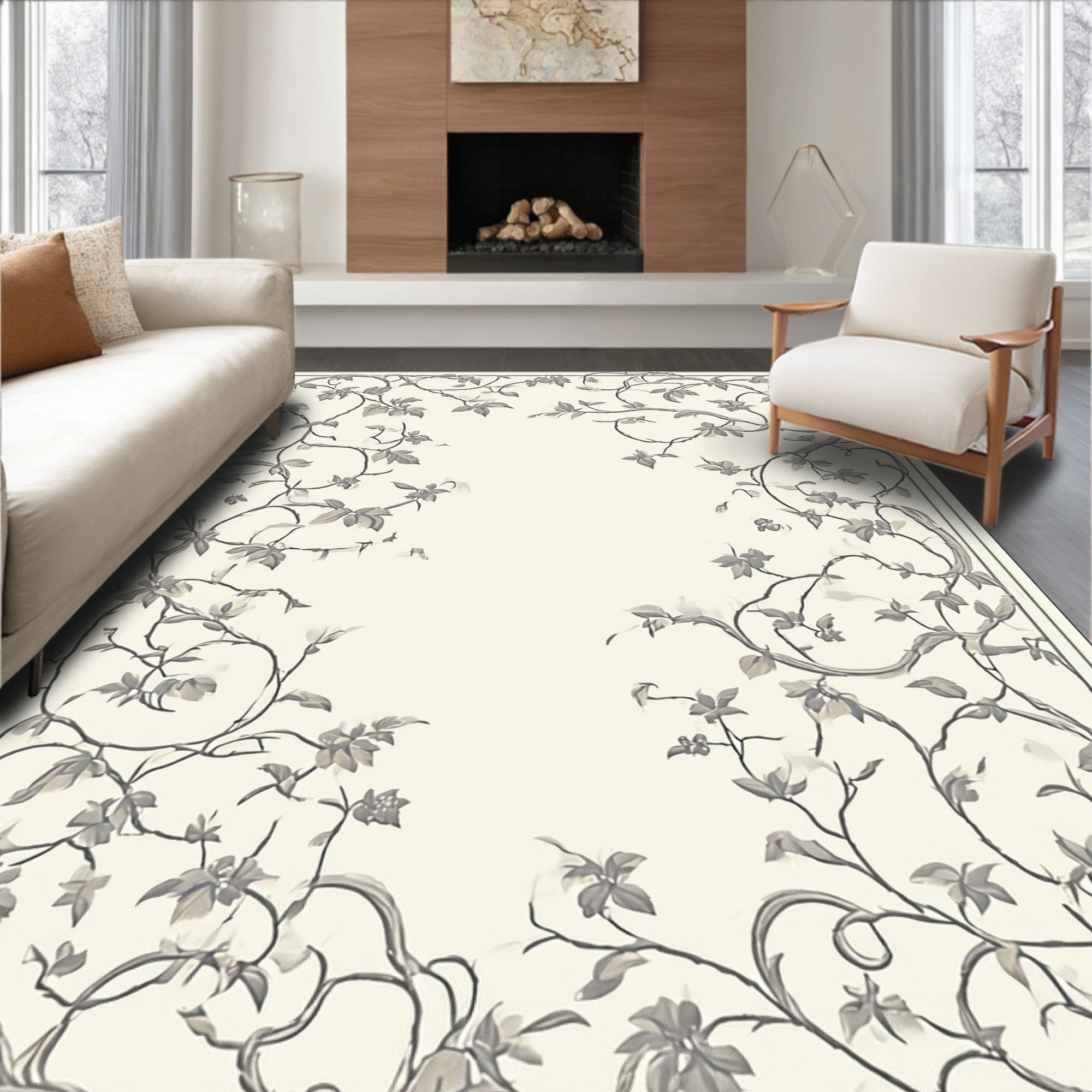 Vintage Floral Vine Pattern Rug